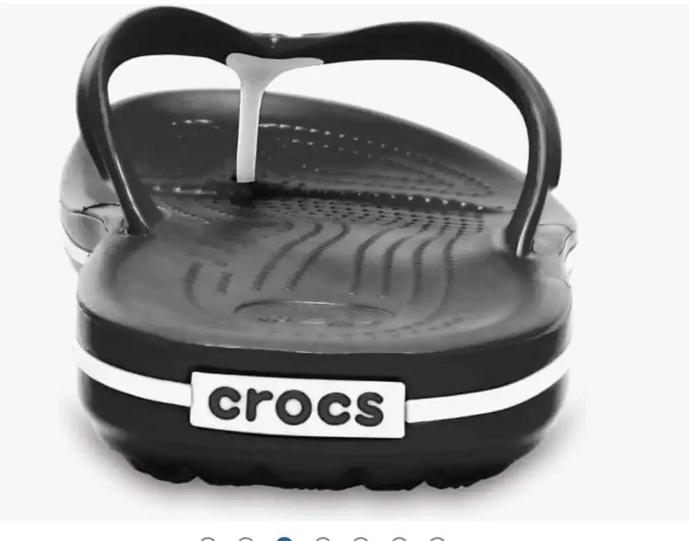 Crocs Unisex Adult Crocband Flip Flop Sandal mens 7 women’s 9 black white stripe